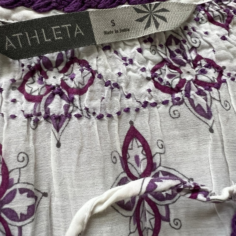 Athleta Tallulah Coverup Tunic
Size S White & Purple | Embroidered Gauzy Cotton - Picture 4 of 7